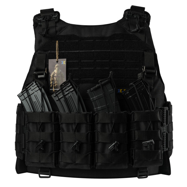 Warmor Gen.4 Plate Carrier, Black, 4 Pouches