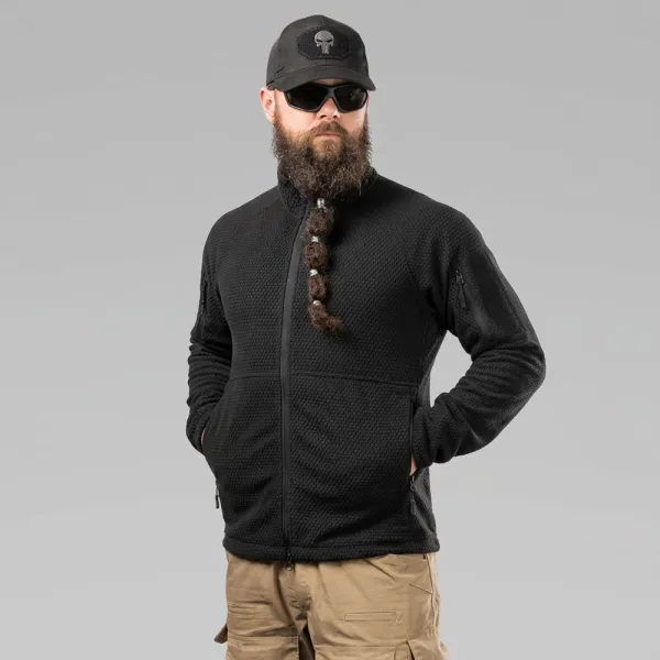 SPECPROM Windblock Tactical Fleece Jacket, Black