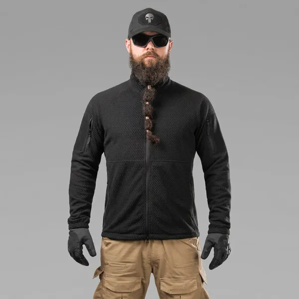 SPECPROM Windblock Tactical Fleece Jacket, Black