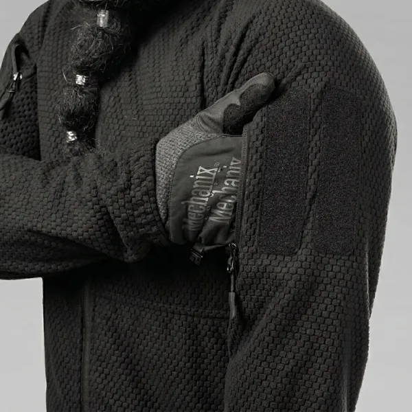 SPECPROM Windblock Tactical Fleece Jacket, Black