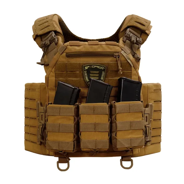 SPECPROM WARMOR Gen.5 V2 Plate Carrier +3 AK Mag Pouches — Coyote