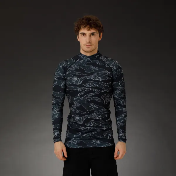 SPECPROM Men's Rashguard Black Tiger Stripes Camo