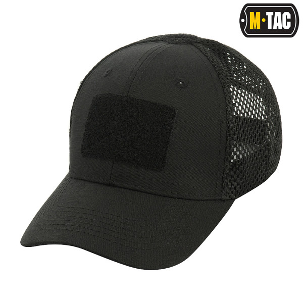 M-Tac Flex Ripstop Tactical Cap with Mesh & Velcro, Black