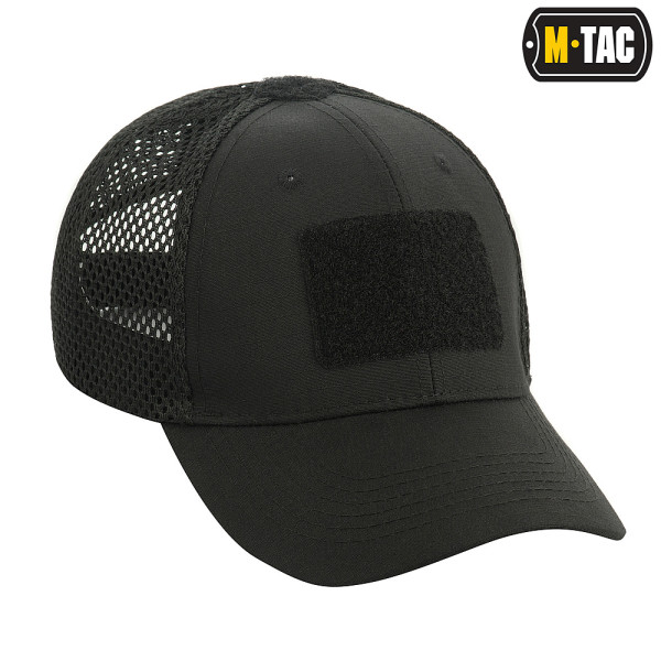 M-Tac Flex Ripstop Tactical Cap with Mesh & Velcro, Black