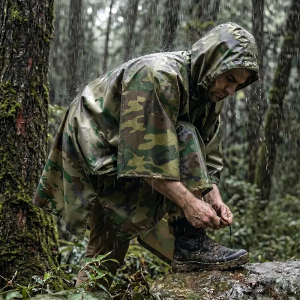 Military Camouflage Rain Poncho/Tarp 9231