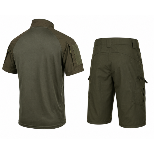Combatant Raider Core Tactical Summer Set with Ubax — Short‑Sleeve Shirt & Shorts, Rip‑Stop Poly/Cotton SPECPROM, Olive