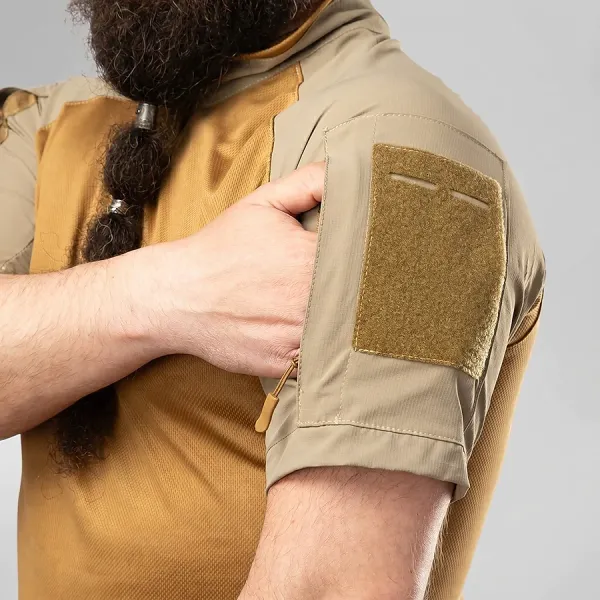 Combatant Raider Core tactical summer suit — short-sleeve top & shorts, Rip‑Stop PolyCotton SPECPROM, Coyote