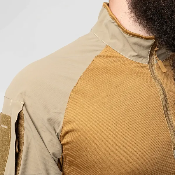 Combatant Raider Core tactical summer suit — short-sleeve top & shorts, Rip‑Stop PolyCotton SPECPROM, Coyote