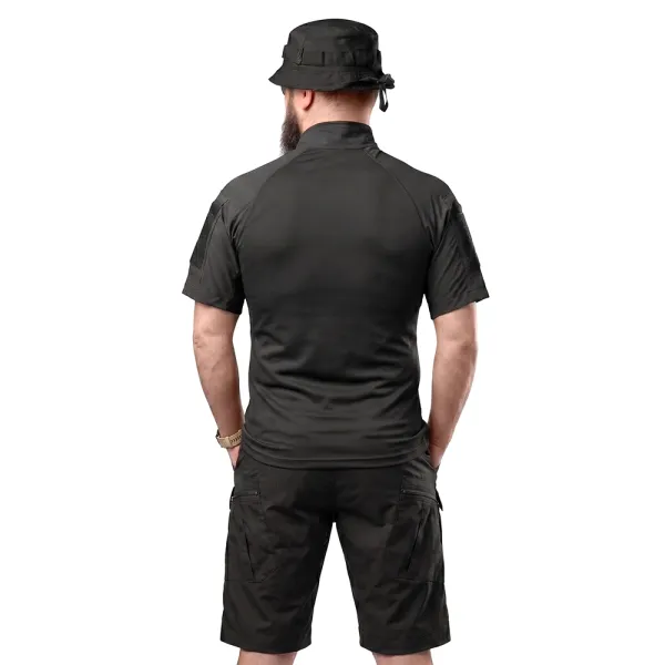 Combatant Raider Core tactical summer suit with Ubaks — short-sleeve top & shorts, Rip-Stop PolyCotton SPECPROM, Black