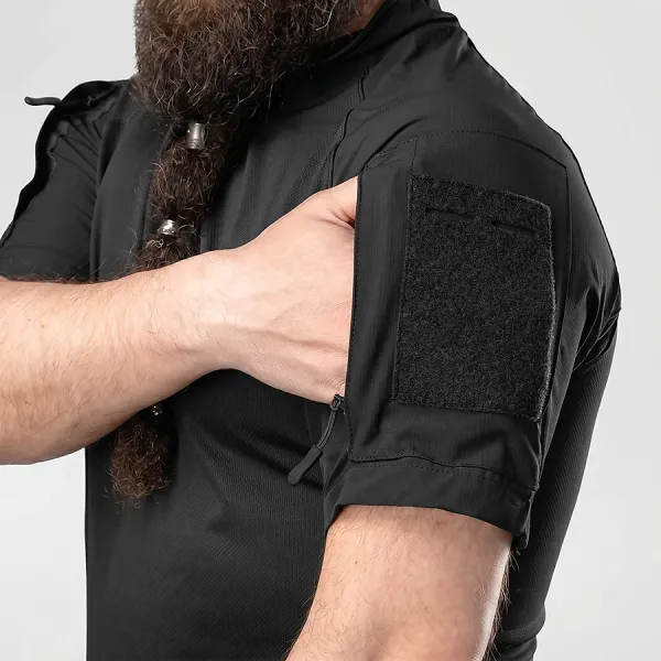 Combatant Raider Core tactical summer suit with Ubaks — short-sleeve top & shorts, Rip-Stop PolyCotton SPECPROM, Black
