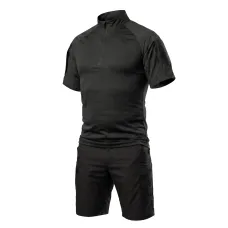 Combatant Raider Core tactical summer suit with Ubaks — short-sleeve top & shorts, Rip-Stop PolyCotton SPECPROM, Black