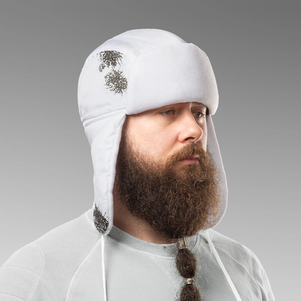 Earflap Hat, Waterproof-Fleece. White