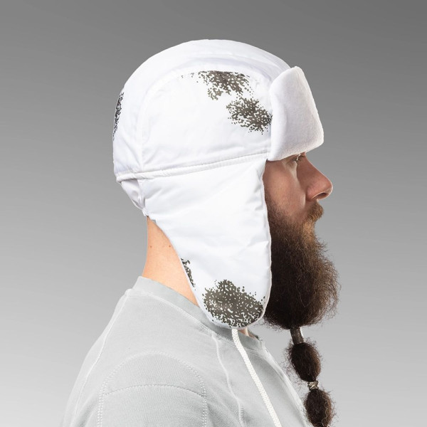 Earflap Hat, Waterproof-Fleece. White