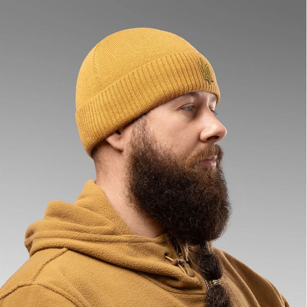 Insulated Hat with Emblem. Coyote