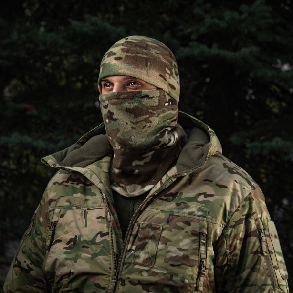 Fleece Buff, M-Tac Elite Fleece Anatomical Scarf with Drawstring. Multicam