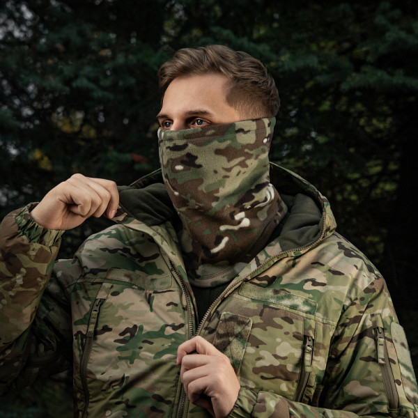 Fleece Buff, M-Tac Elite Fleece Anatomical Scarf with Drawstring. Multicam