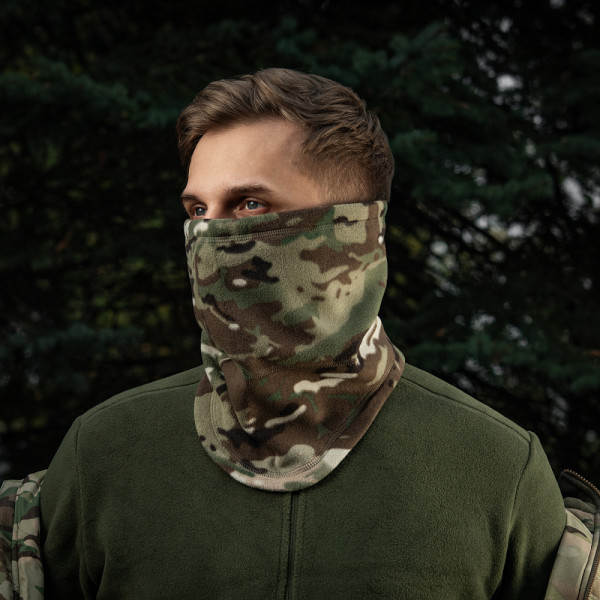 Fleece Buff, M-Tac Elite Fleece Anatomical Scarf with Drawstring. Multicam