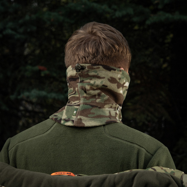 Fleece Buff, M-Tac Elite Fleece Anatomical Scarf with Drawstring. Multicam