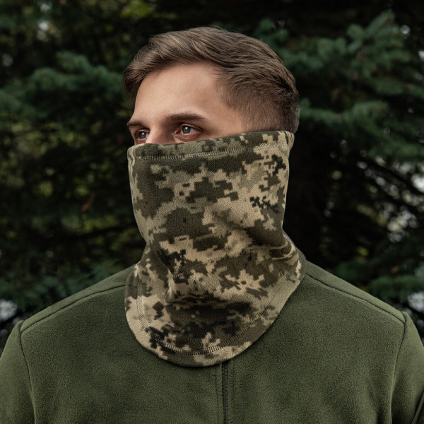 Fleece Buff, M-Tac Elite Fleece Anatomical Scarf with Drawstring. Pixel